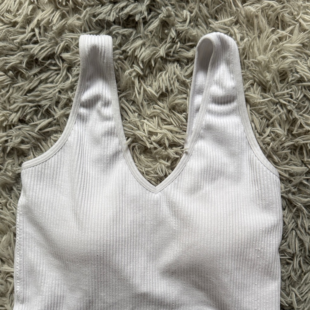 White Ribbed Tank Top - Picture 2 of 3